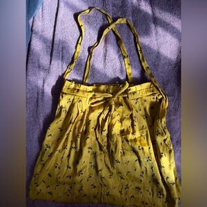 Urban Outfitters Yellow Floral Overall Skirt